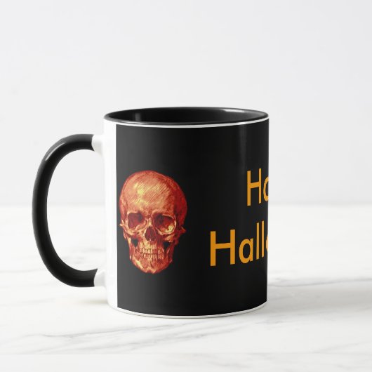 Happy Halloween Oranje Skull Mok (Links)