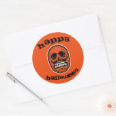 Happy Halloween Oranje Skull Ronde Sticker (Envelop)