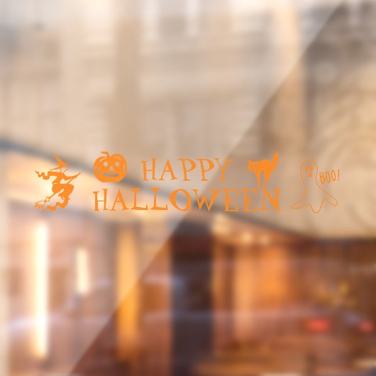 Happy Halloween oranje spooky decor Raamsticker (Vel 2)