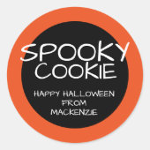 Happy Halloween Oranje Witte Spooky Cookie Ronde Sticker (Voorkant)