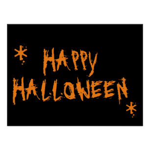 Happy Halloween oranje zwarte enboarij Perfect Poster