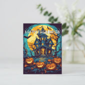 Happy Halloween | Oude spookhuis Briefkaart (Staand voorkant)