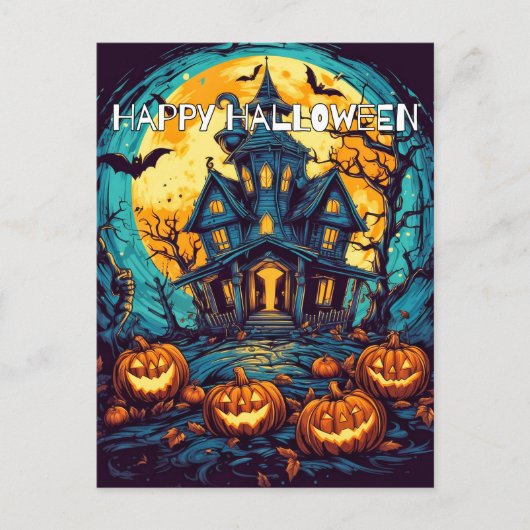 Happy Halloween | Oude spookhuis Briefkaart (Voorkant)