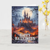 Happy Halloween | Oude spookhuis Kaart (Gele Bloem)