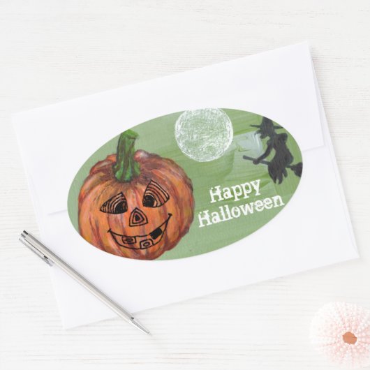 Happy Halloween oval sticker, sealer, label (Envelop)