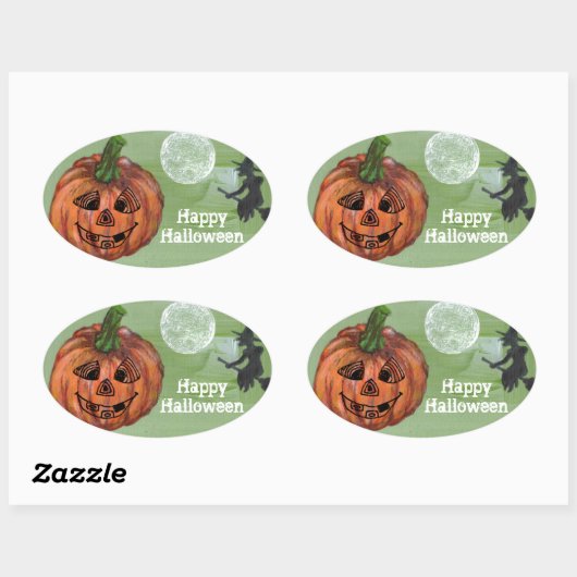 Happy Halloween oval sticker, sealer, label (Vel)
