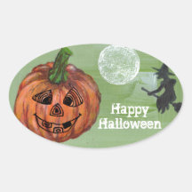 Happy Halloween oval sticker, sealer, label