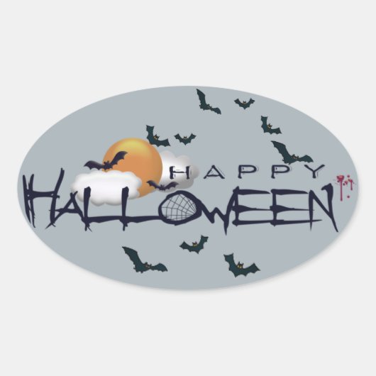 Happy Halloween Ovale Sticker (Voorkant)