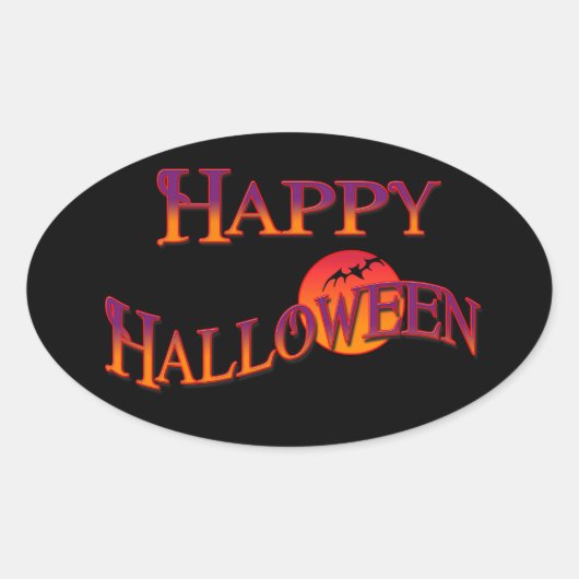Happy Halloween Ovale Sticker (Voorkant)