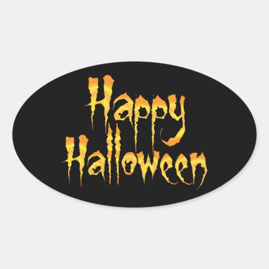 Happy Halloween Ovale Sticker (Voorkant)