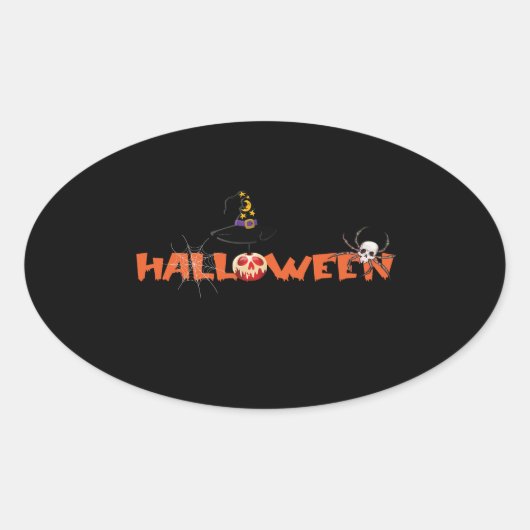 Happy Halloween Ovale Sticker (Voorkant)