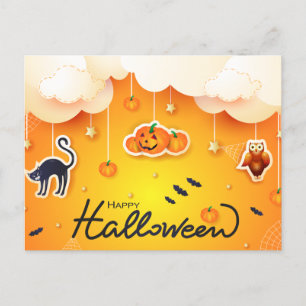 Happy Halloween over de wolken Briefkaart