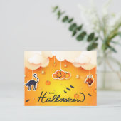 Happy Halloween over de wolken Briefkaart (Staand voorkant)