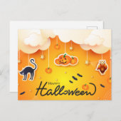 Happy Halloween over de wolken Briefkaart (Voorkant / Achterkant)