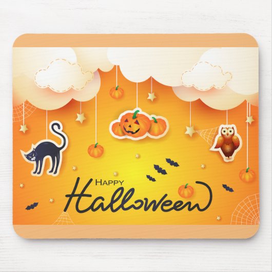 Happy Halloween over de wolken Muismat (Voorkant)