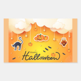 Happy Halloween over de wolken Rechthoekige Sticker