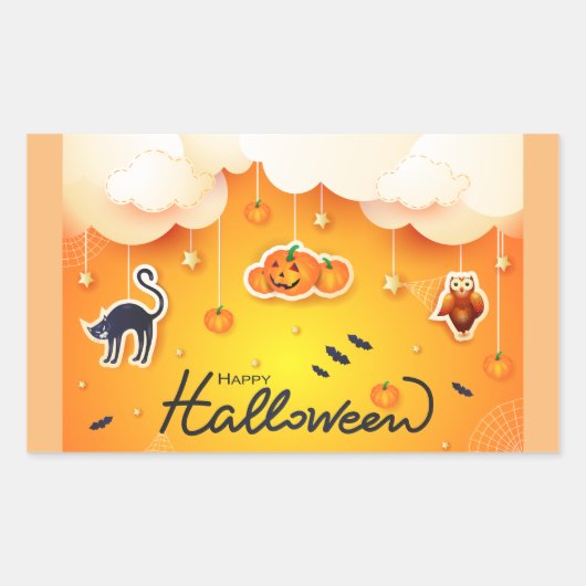 Happy Halloween over de wolken Rechthoekige Sticker (Voorkant)