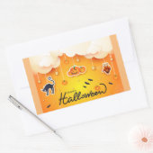 Happy Halloween over de wolken Rechthoekige Sticker (Envelop)