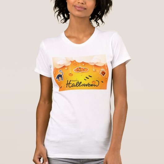 Happy Halloween over de wolken T-shirt (Voorkant)