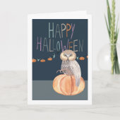 Happy Halloween Owl op Pumpkin Kaart (Voorkant)
