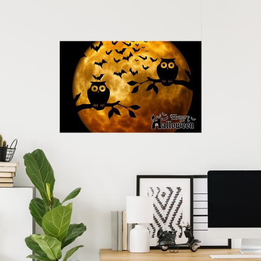 Happy Halloween Owls and Bats Poster (Thuiskantoor)