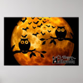 Happy Halloween Owls and Bats Poster (Voorkant)
