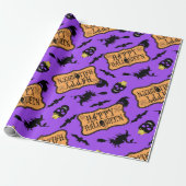 Happy Halloween Paars Cadeaupapier (Uitgerold)