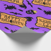 Happy Halloween Paars Cadeaupapier (Hoek)