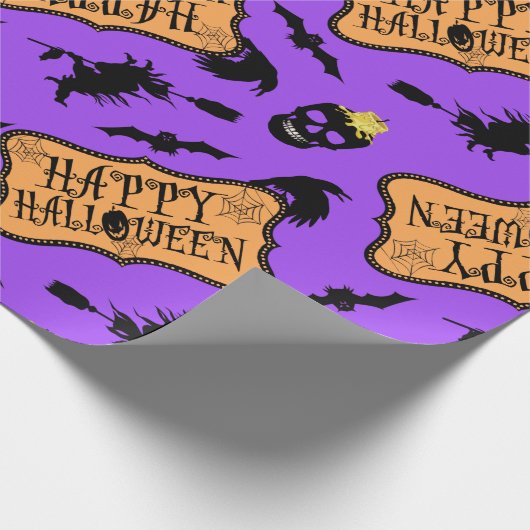 Happy Halloween Paars Cadeaupapier (Hoek)