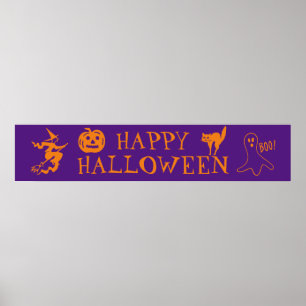 Happy Halloween paars sinaasappel spooky Poster