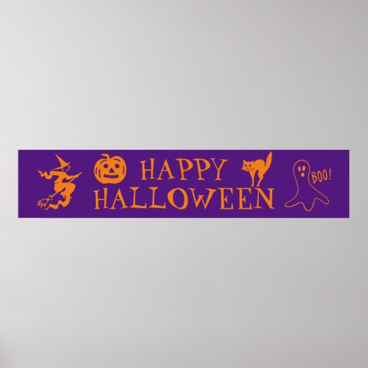 Happy Halloween paars sinaasappel spooky Poster (Voorkant)