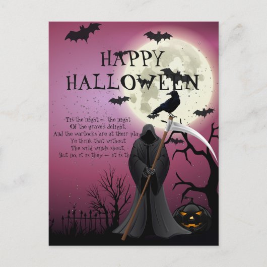 Happy Halloween Paars Spooky Night Briefkaart (Voorkant)