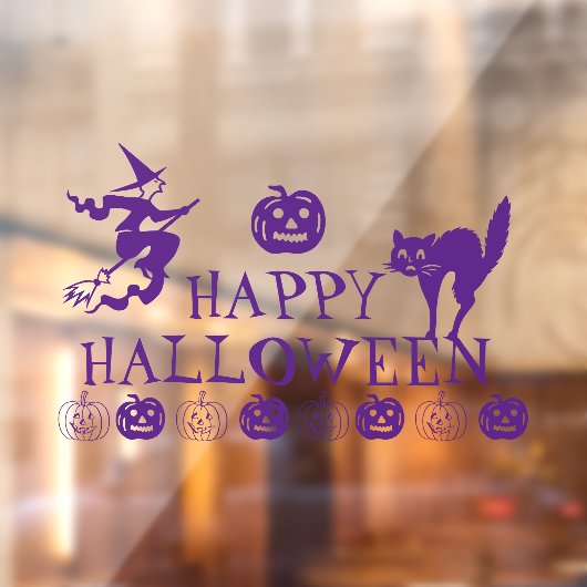 Happy Halloween paars spooky, schattig decor Raamsticker (Vel 2)