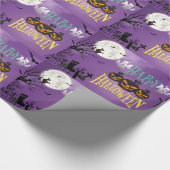 Happy Halloween Paars Spooky Sky Cadeaupapier (Hoek)