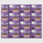 Happy Halloween Paars Spooky Sky Cadeaupapier (Vlak)