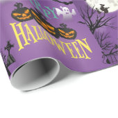 Happy Halloween Paars Spooky Sky Cadeaupapier (Rol Hoek)