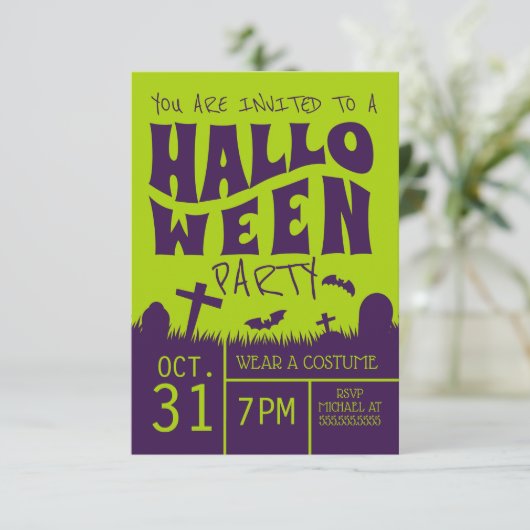 Happy Halloween | Paarse begraafplaats Kaart (Staand voorkant)