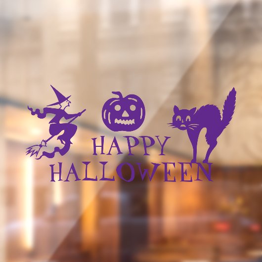 Happy Halloween paarse engalerij schattig huis Raamsticker (Vel 2)