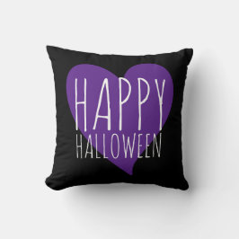 Happy Halloween Paarse Hart Black & Grey Stripes Kussen