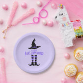 Happy Halloween Paarse heks Party Papieren Bordje (Feest)