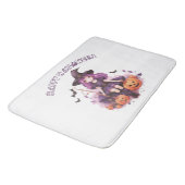 Happy Halloween Paarse heks pompoenen & vleermuize Badmat (Gekanteld)