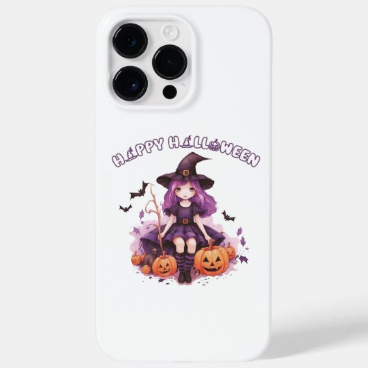 Happy Halloween Paarse heks pompoenen & vleermuize Case-Mate iPhone Case (Achterkant)