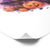 Happy Halloween Paarse heks pompoenen & vleermuize Foto Afdruk (Hoek)