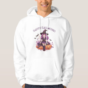 Happy Halloween Paarse heks pompoenen & vleermuize Hoodie