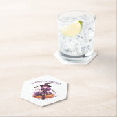 Happy Halloween Paarse heks pompoenen & vleermuize Kartonnen Onderzetters (Insitu)