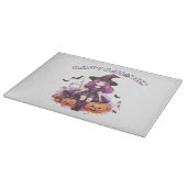 Happy Halloween Paarse heks pompoenen & vleermuize Snijplank (Hoek)