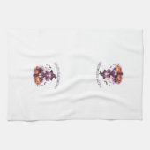 Happy Halloween Paarse heks pompoenen & vleermuize Theedoek (Horizontaal)