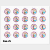 Happy Halloween Paarse Kinderen in Costumes Ronde Sticker (Vel)
