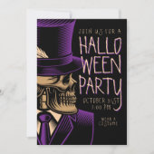 Happy Halloween | Paarse Mode Skelet Kaart (Voorkant)