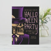 Happy Halloween | Paarse Mode Skelet Kaart (Staand voorkant)